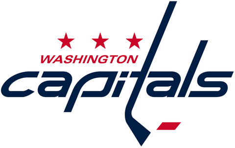 Washington Capitals logo with three red stars and stylized hockey stick lettering