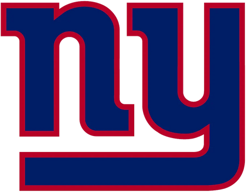 New York Giants blue and red primary logo, stylized lowercase ny on white background