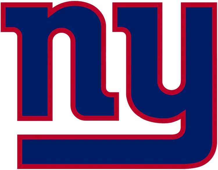 New York Giants blue and red primary logo, stylized lowercase ny on white background
