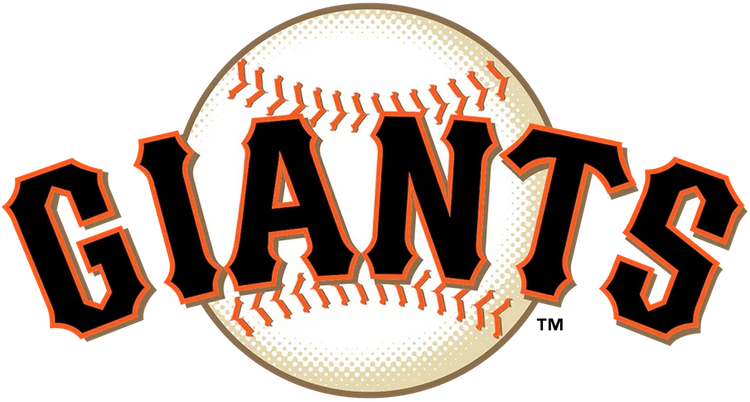 San Francisco Giants logo with black and orange text over a baseball graphic