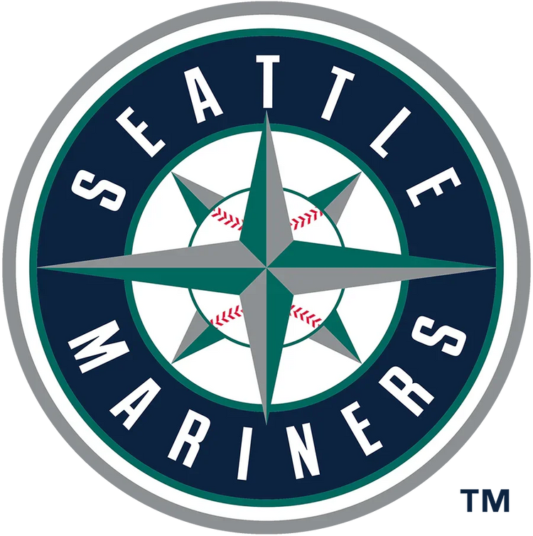 Seattle Mariners logo with compass rose and baseball stitching details