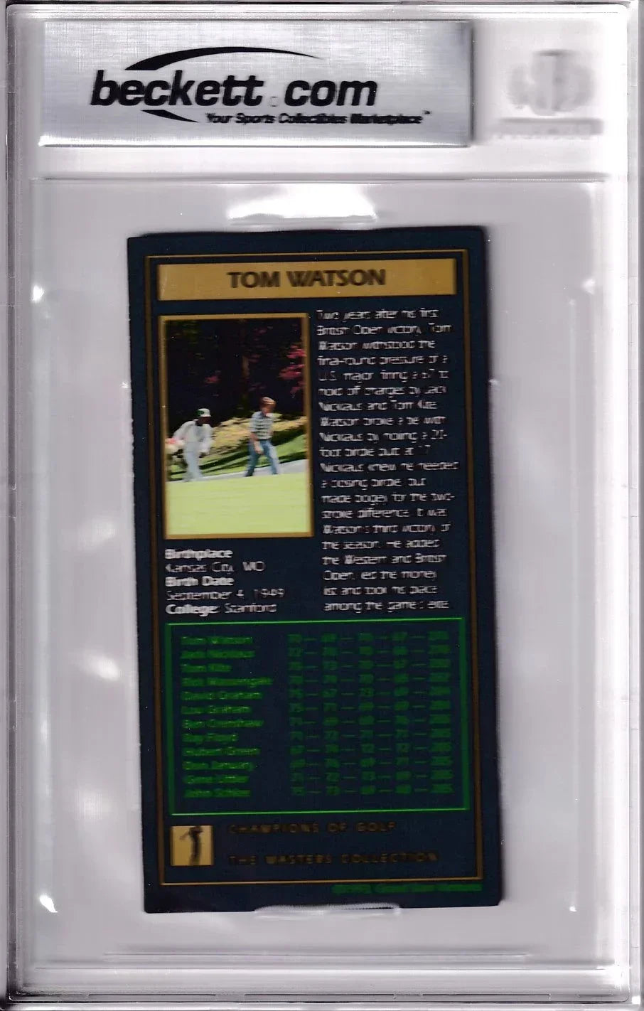 Tom Watson signed 1977 Masters Champ golf card BAS slabbed - AutographsForSale.com