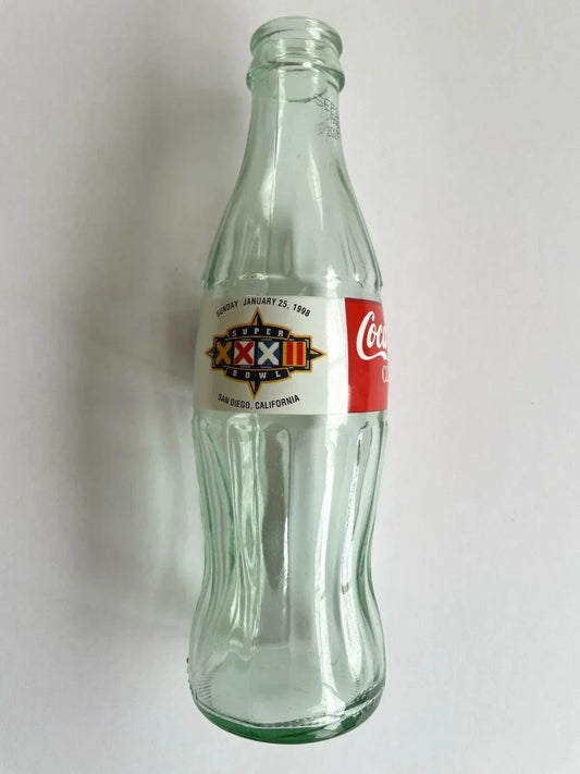 Super Bowl 32 XXXII Coke glass bottle Denver Broncos Win - AutographsForSale.com