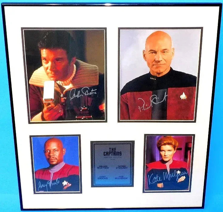 Star Trek Captains signed 8x10 & 5x7 photos framed William Shatner Patrick Stewart Avery Brooks Kate Mulgrew - AutographsForSale.com