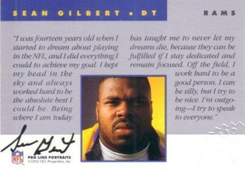 Sean Gilbert certified autograph LA Rams 1992 Pro Line card - AutographsForSale.com