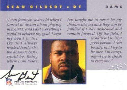 Sean Gilbert certified autograph LA Rams 1992 Pro Line card - AutographsForSale.com