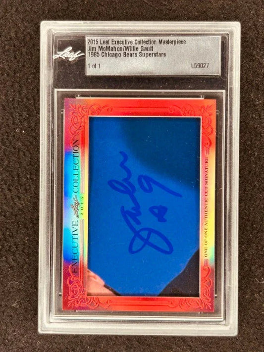 Jim McMahon & Willie Gault 2015 Leaf Masterpiece Cut Signature certified signed card 1/1 JSA Chicago Bears - AutographsForSale.com