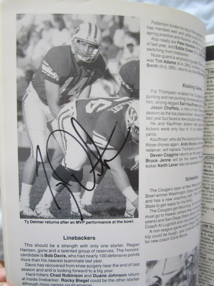 Ty Detmer autographed BYU Cougars 1989 Football media guide - AutographsForSale.com