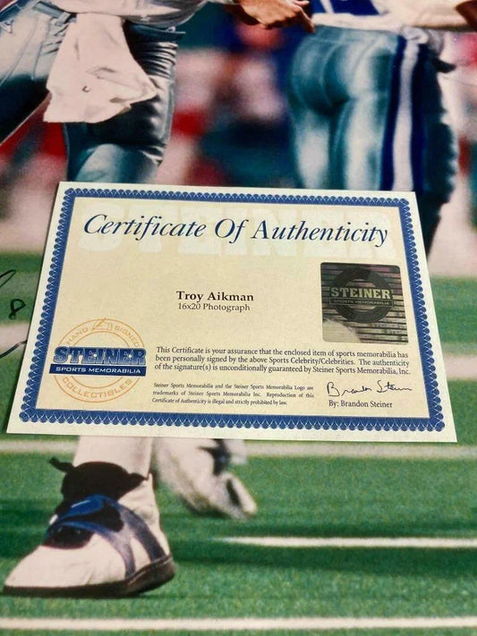 Troy Aikman signed Dallas Cowboys 16x20 poster or photo Steiner - AutographsForSale.com