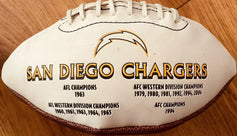 Donnie Edwards signed SD Chargers embroidered logo football - AutographsForSale.com