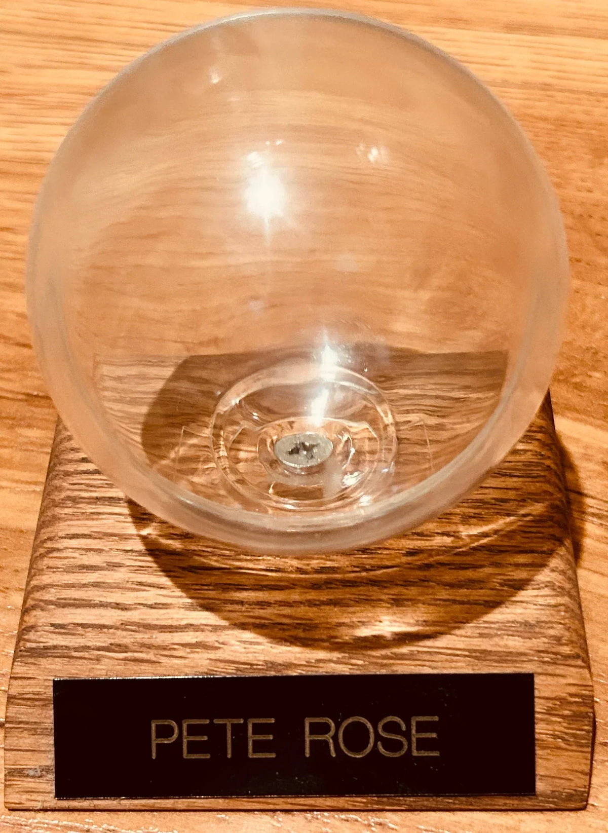 Pete Rose baseball display case with wood base - AutographsForSale.com