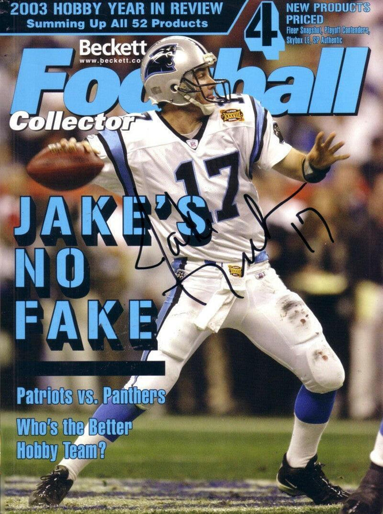 Jake Delhomme signed Carolina Panthers Beckett Football cover - AutographsForSale.com