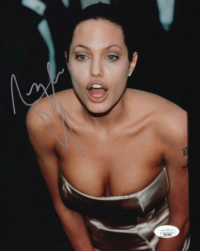 Angelina Jolie autographed sexy 8x10 Cleavage photo JSA - AutographsForSale.com