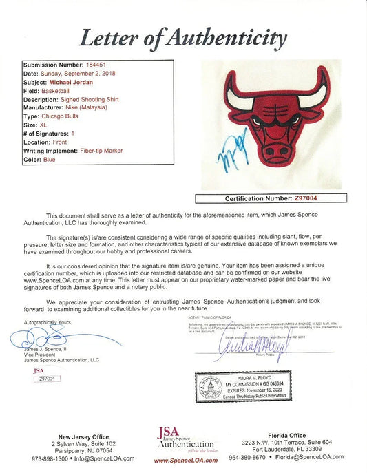 Michael Jordan signed Chicago Bulls 1998 Nike warmup jersey shooting shirt JSA - AutographsForSale.com