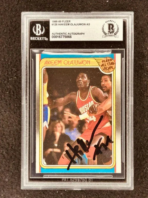 Hakeem Olajuwon autographed Houston Rockets 1988-89 Fleer All-Star card BAS slabbed - AutographsForSale.com