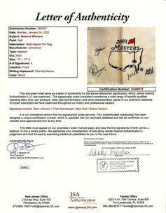 2003 Masters flag signed by Mike Weir Bubba Watson Zach Johnson Charl Schwartzel JSA - AutographsForSale.com