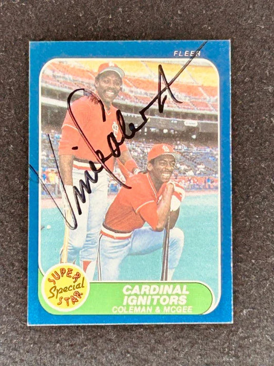 Vince Coleman autographed St. Louis Cardinals 1986 Fleer Cardinal Ignitors card - AutographsForSale.com