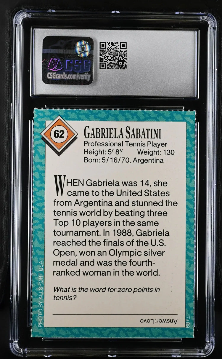 Gabriela Sabatini 1989 SI for Kids tennis card CSG grade 8 - AutographsForSale.com