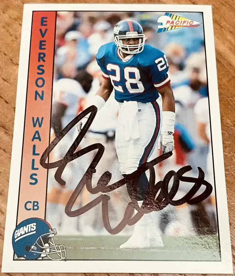 Everson Walls autographed New York Giants 1992 Pacific card - AutographsForSale.com