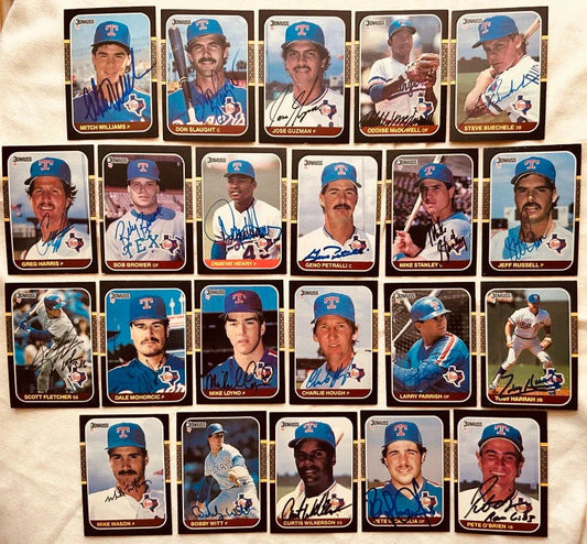 Autographed 1987 Donruss Rangers team set Pete Incaviglia Mitch Williams Bobby Witt RCs - AutographsForSale.com