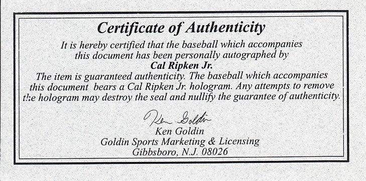 Cal Ripken signed Orioles Consecutive Game 2131 baseball IRONCLAD - AutographsForSale.com