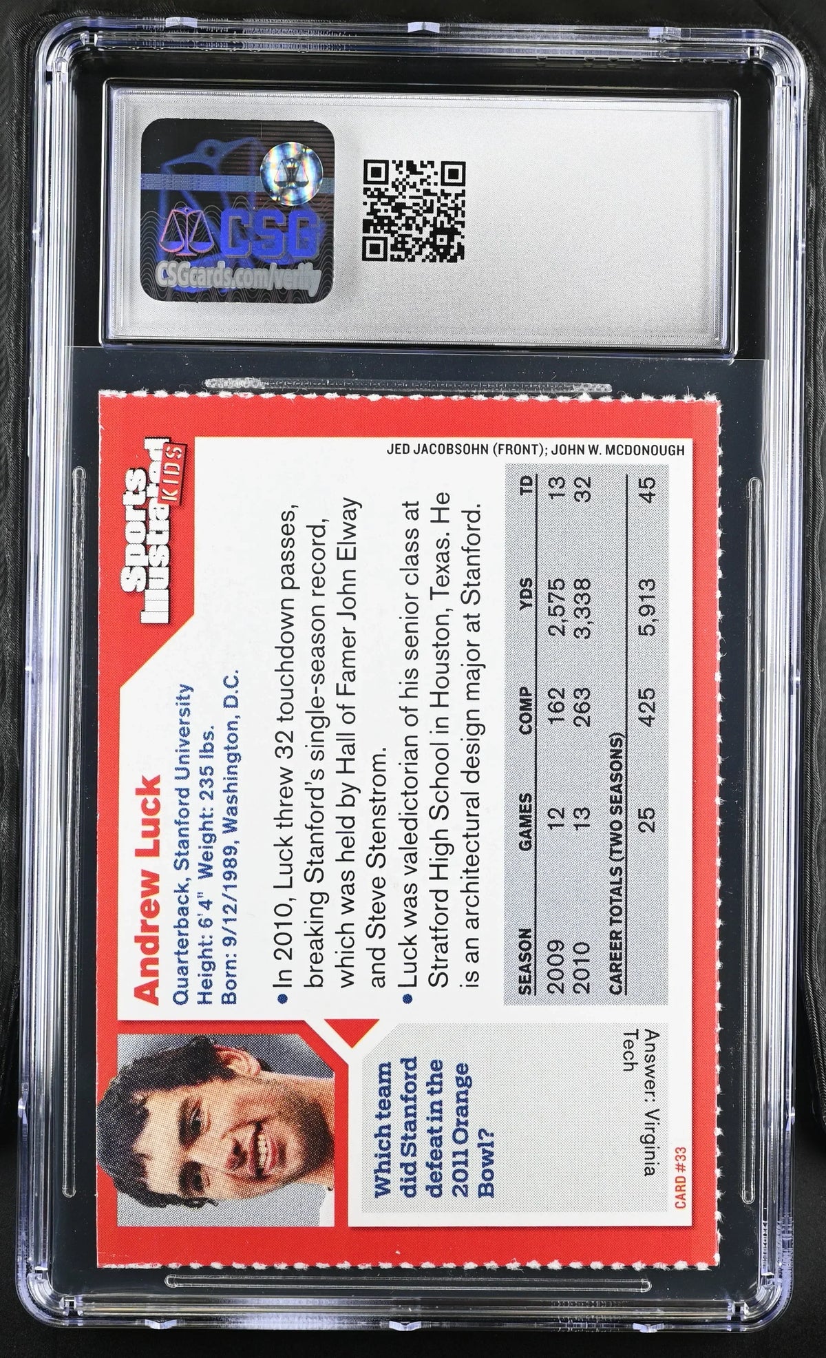 Andrew Luck Stanford cardinal 2011 SI for Kids RC CSG 7 NM - AutographsForSale.com