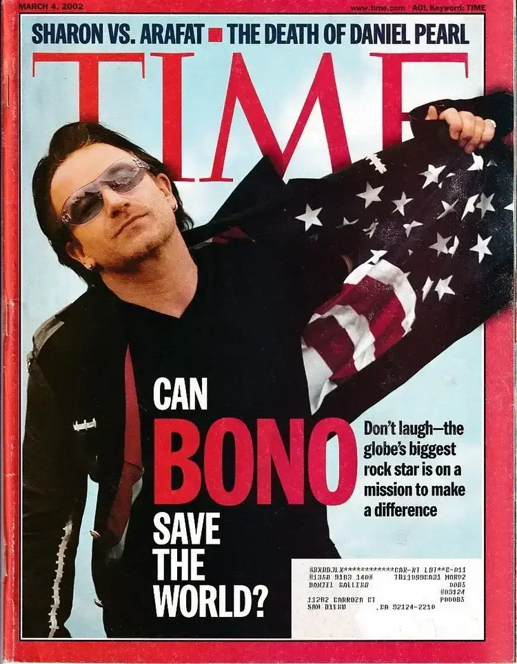 Bono U2 March 2002 Time magazine issue - AutographsForSale.com