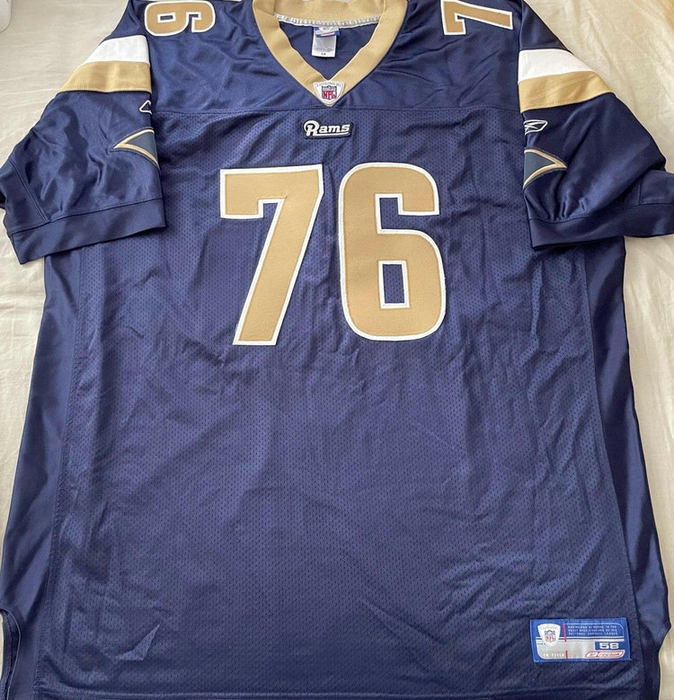 Orlando Pace St Louis Rams 2002 to 2008 Reebok game model blue jersey NEW - AutographsForSale.com