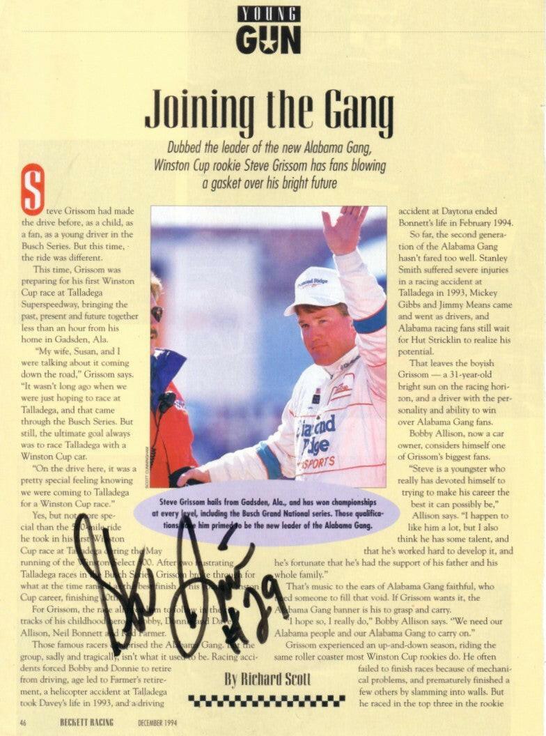 Steve Grissom signed Beckett Racing magazine page with photo - AutographsForSale.com