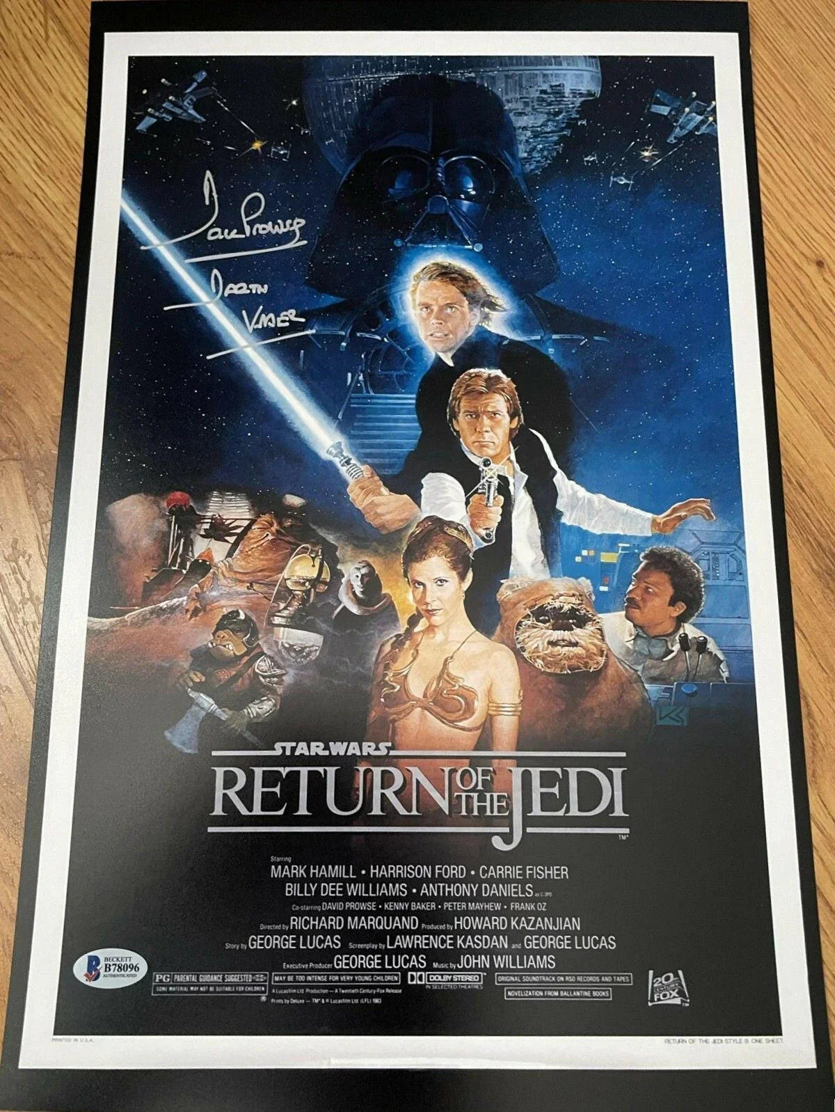 Dave Prowse signed Star Wars ROTJ 11x17 movie poster w/ Darth Vader BAS - AutographsForSale.com