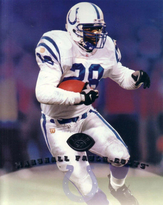 Marshall Faulk Indianapolis Colts 1997 Leaf 8x10 photo card - AutographsForSale.com