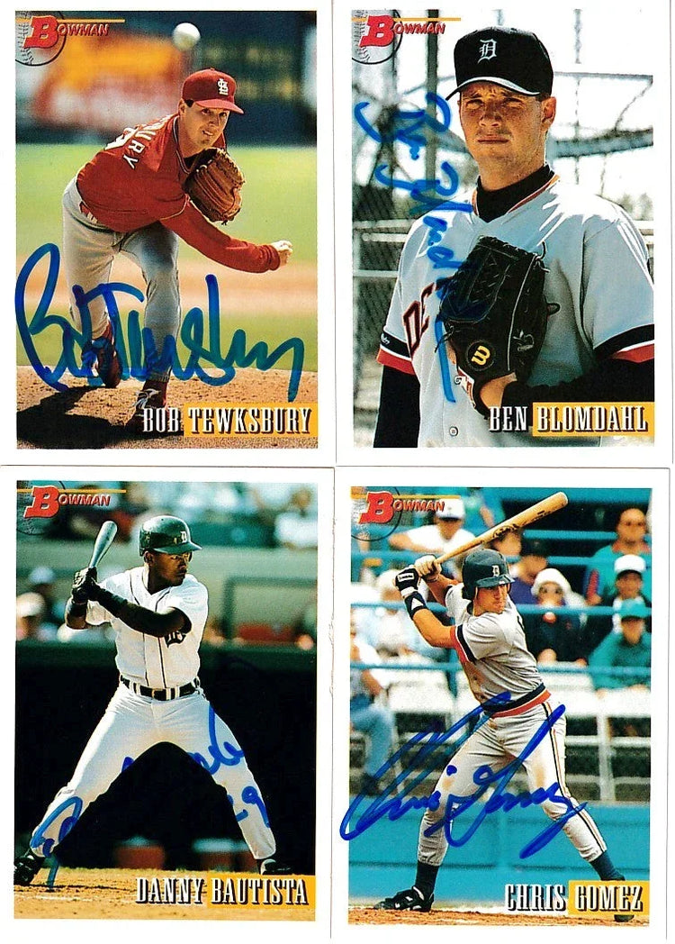 4 signed 1993 Bowman cards Danny Bautista Chris Gomez Bob Tewksbury - AutographsForSale.com