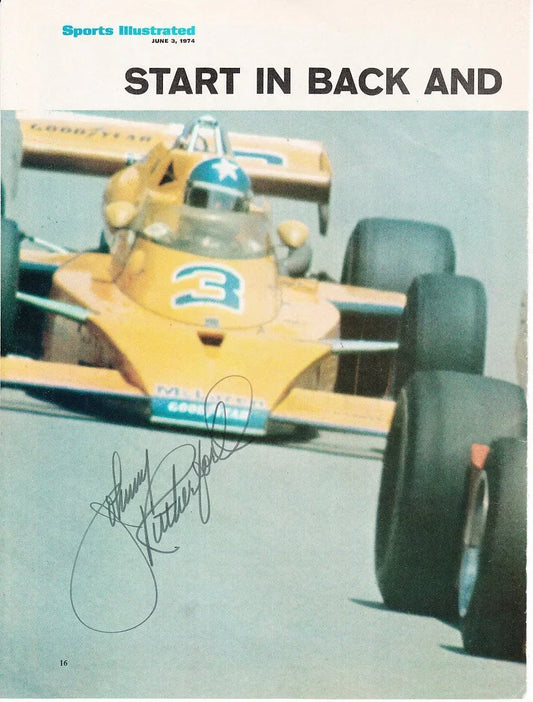 Johnny Rutherford signed Sports Illustrated full page magazine photo - AutographsForSale.com