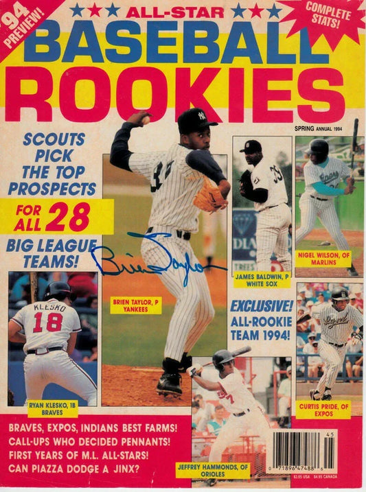 Brien Taylor autographed 1994 Baseball Rookies cover - AutographsForSale.com