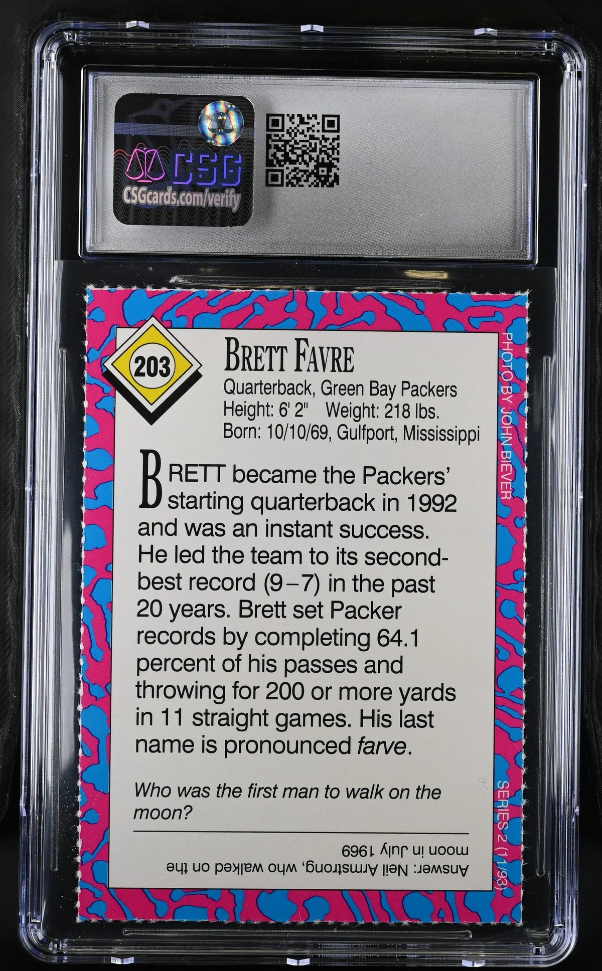Brett Favre Green Bay Packers 1993 Sports Illustrated for Kids card CSG graded 9.5 Mint - AutographsForSale.com