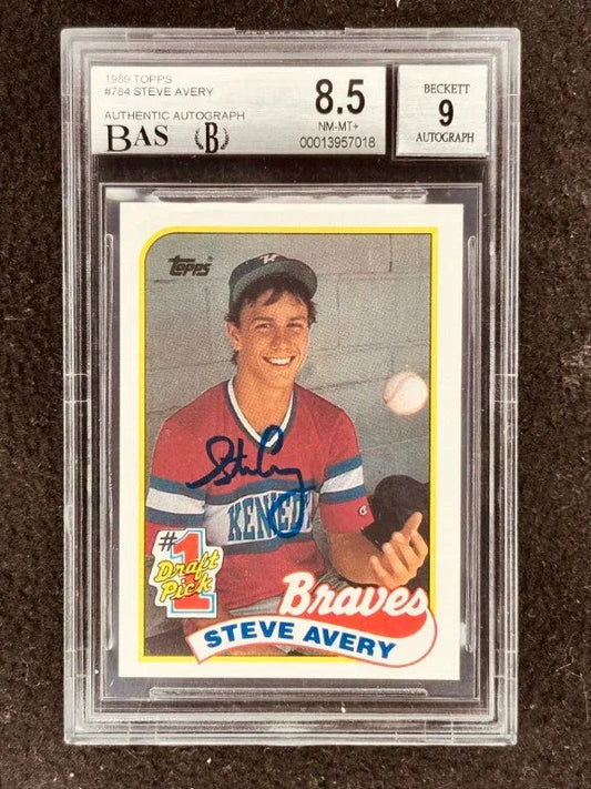 Steve Avery autographed Atlanta Braves 1989 Topps Rookie Card BGS Graded 8.5 BAS 9 - AutographsForSale.com