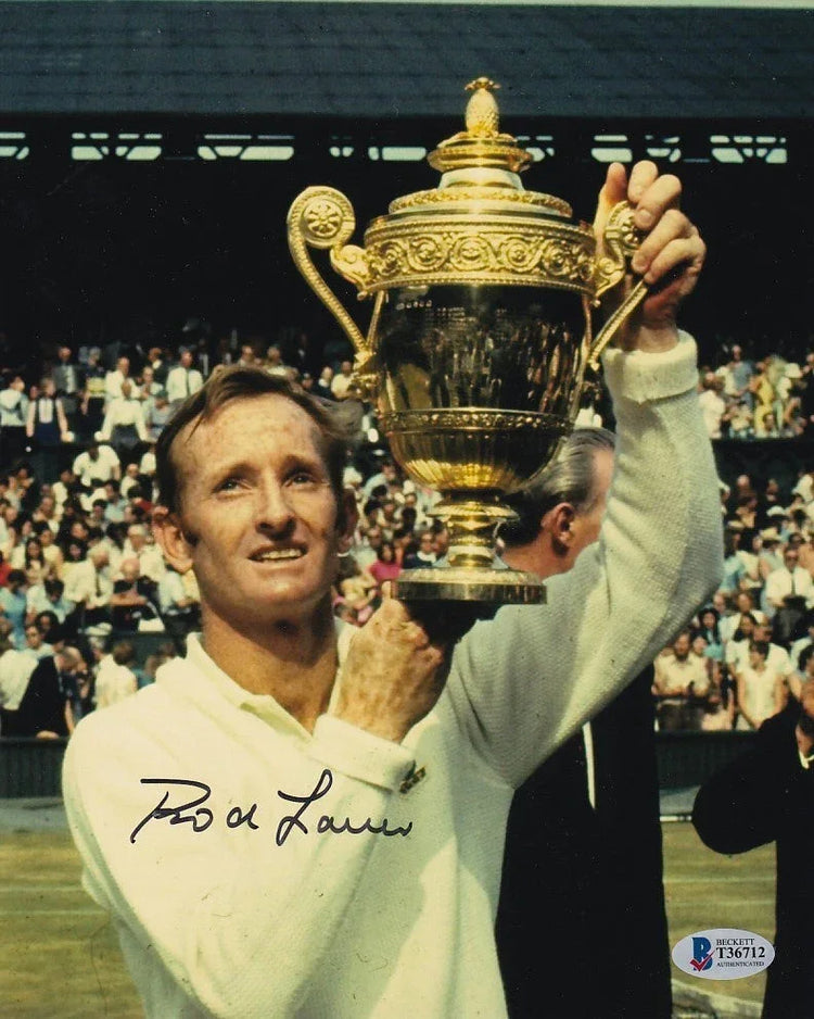 Rod Laver signed 1969 Wimbledon 8x10 photo w/ trophy BAS certified - AutographsForSale.com