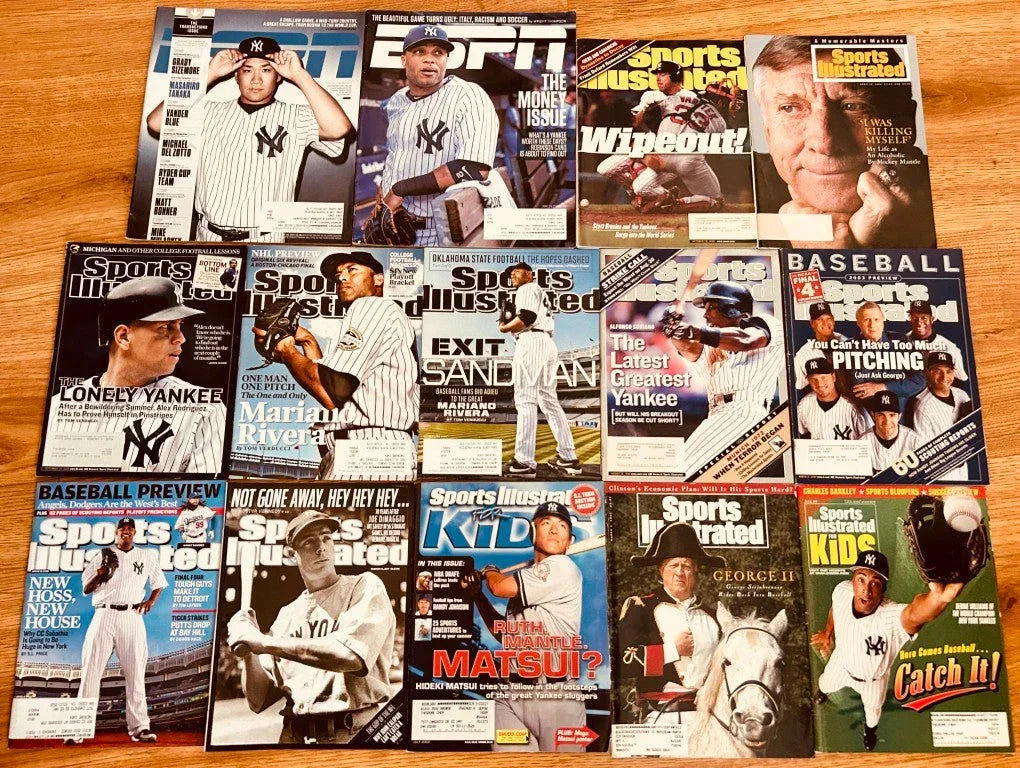 14 Yankees Sports Illustrated & ESPN magazines Mariano Rivera Joe DiMaggio Mickey Mantle - AutographsForSale.com