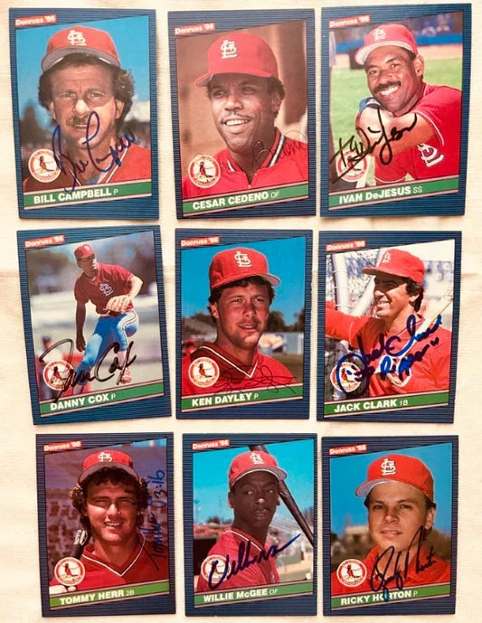 9 signed 1986 Donruss Cardinals cards Jack Clark Tommy Herr Willie McGee - AutographsForSale.com