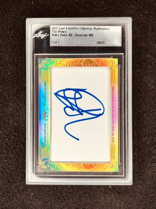 Tim Brown 2017 Leaf Masterpiece Cut Signature certified signed card 1/1 Heisman Notre Dame Raiders - AutographsForSale.com