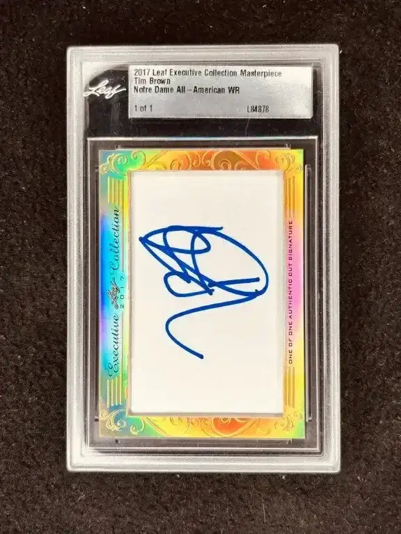 Tim Brown 2017 Leaf Masterpiece Cut Signature certified signed card 1/1 Heisman Notre Dame Raiders - AutographsForSale.com