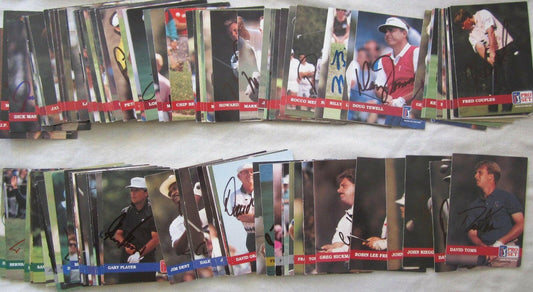 130 autographed 1992 Pro Set PGA Tour golf cards Fred Couples Nick Faldo Sandy Lyle Gary Player Lee Trevino - AutographsForSale.com