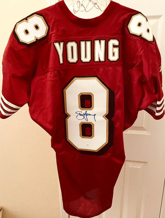 Steve Young autographed 1996 San Francisco 49ers authentic Reebok red game model jersey JSA - AutographsForSale.com