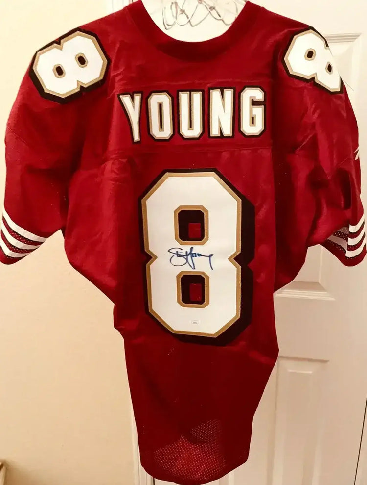 Steve Young autographed 1996 San Francisco 49ers authentic Reebok red game model jersey JSA - AutographsForSale.com