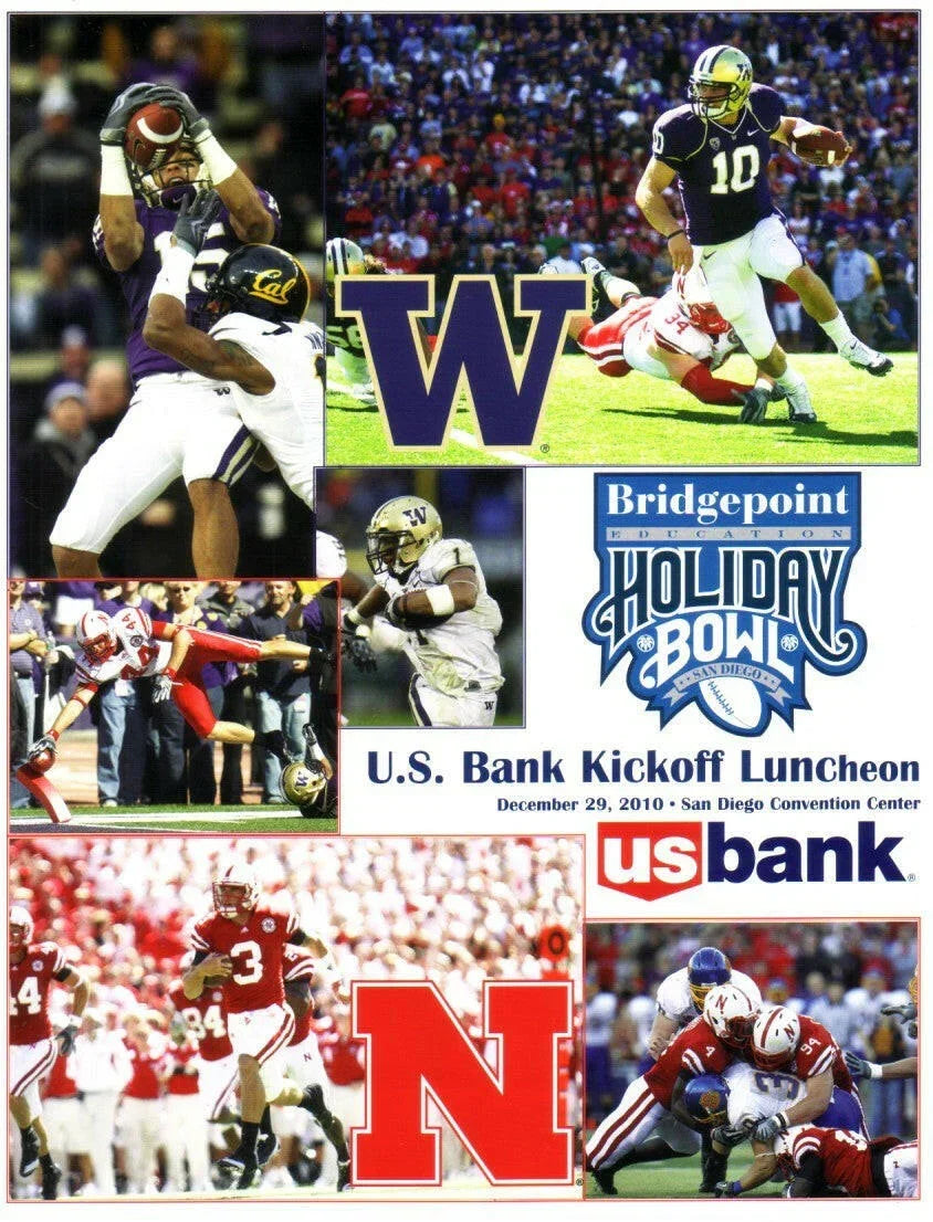 2010 Holiday Bowl lunch program Washington Huskies Nebraska Jake Locker - AutographsForSale.com