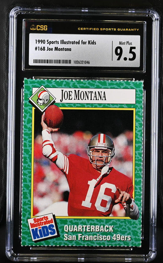 Joe Montana SF 49ers 1990 SI for Kids card CSG 9.5 MT+ - AutographsForSale.com