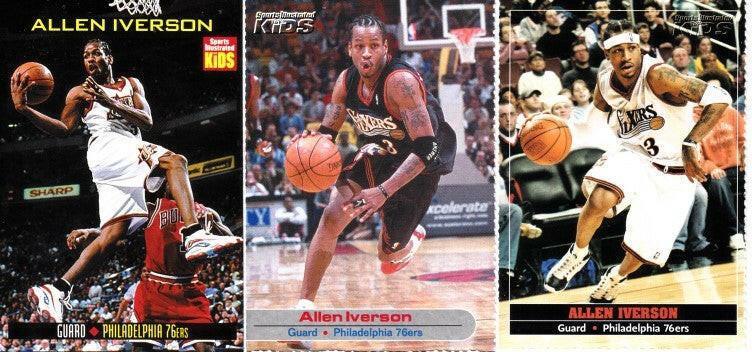 Allen Iverson Philadelphia 76ers 1999 2001 & 2005 SI for Kids cards - AutographsForSale.com