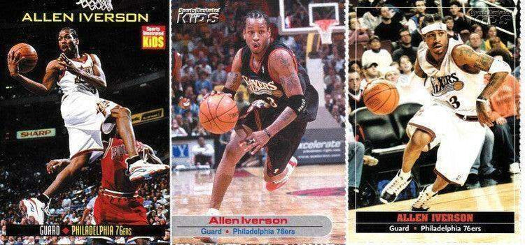 Allen Iverson Philadelphia 76ers 1999 2001 & 2005 SI for Kids cards - AutographsForSale.com