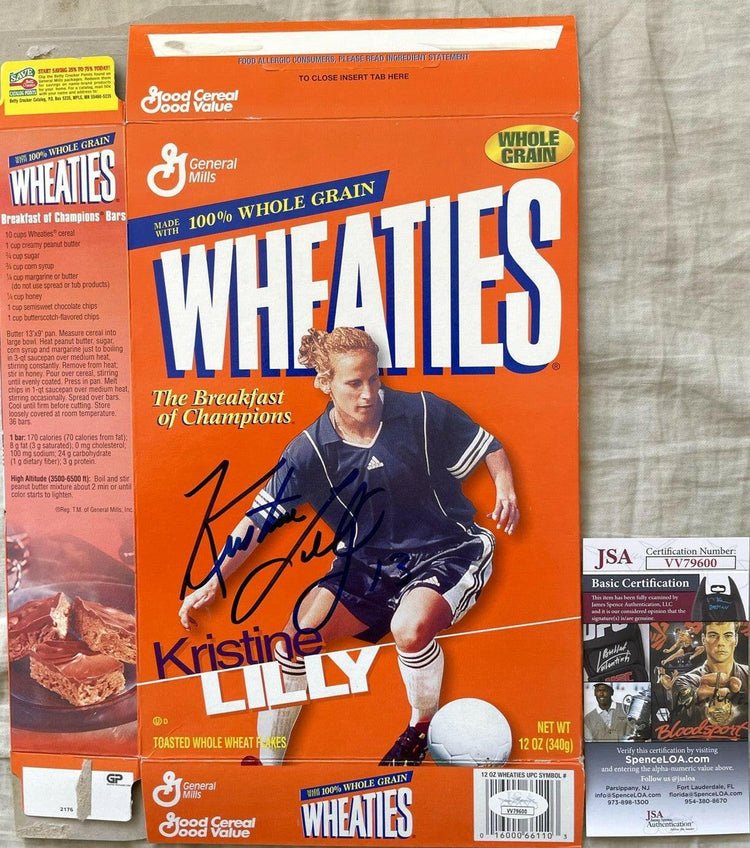 Kristine Lilly autographed 1999 US Women’s World Cup Champions Wheaties Box JSA USWNT - AutographsForSale.com
