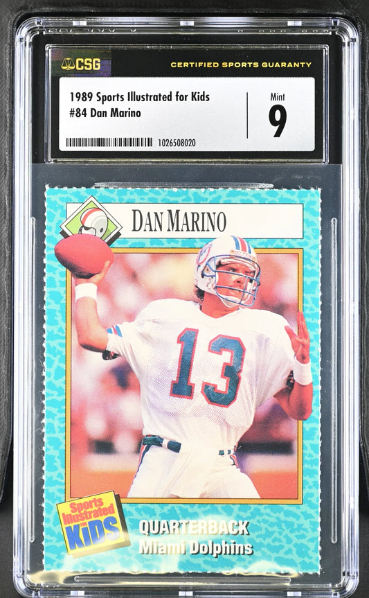 Dan Marino Miami Dolphins 1989 Sports Illustrated for Kids card CSG graded 9 MINT - AutographsForSale.com